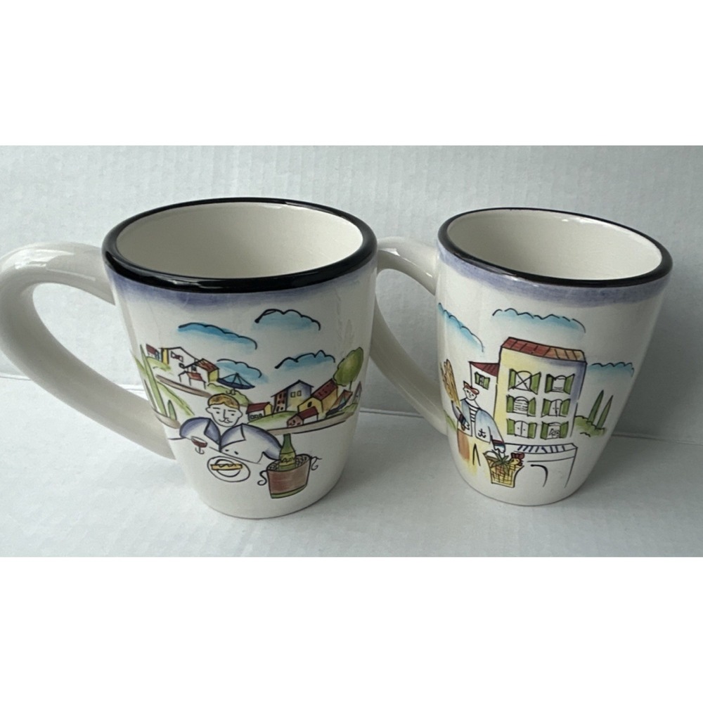 Sakura Provence Pattern Ceramic Mugs, Decorative Set of 2, Cottage core